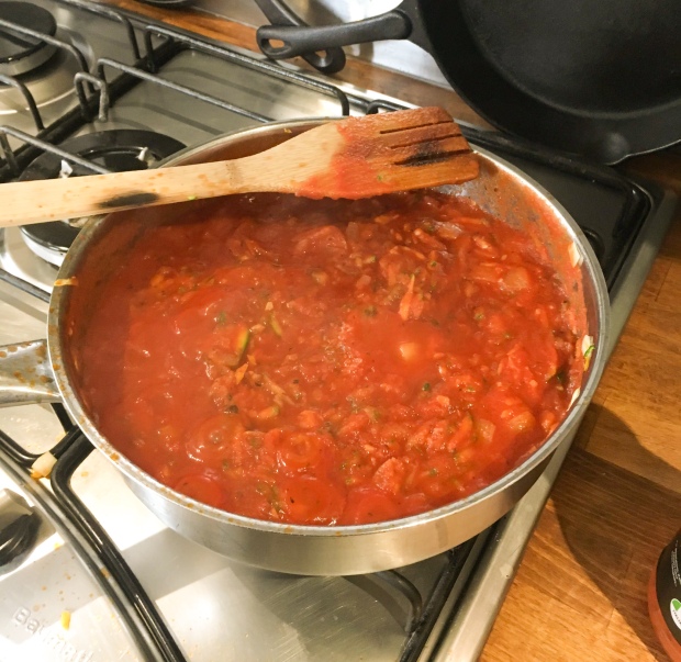vegan red sauce with beans